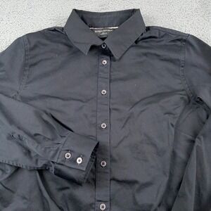 Banana Republic Shirt Womens 8 Black Tailored Fit Non Iron Long Sleeve Button